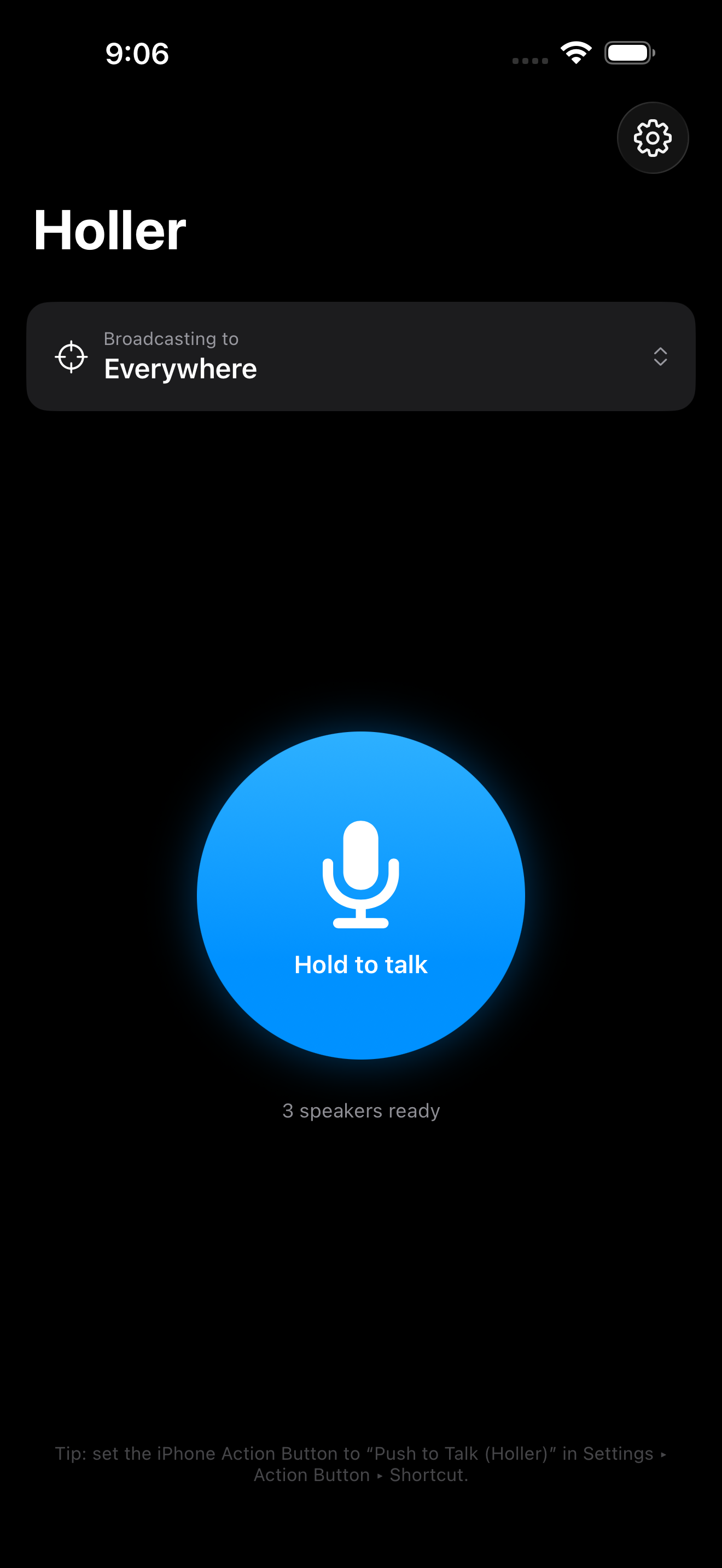 Holler app — hold to talk